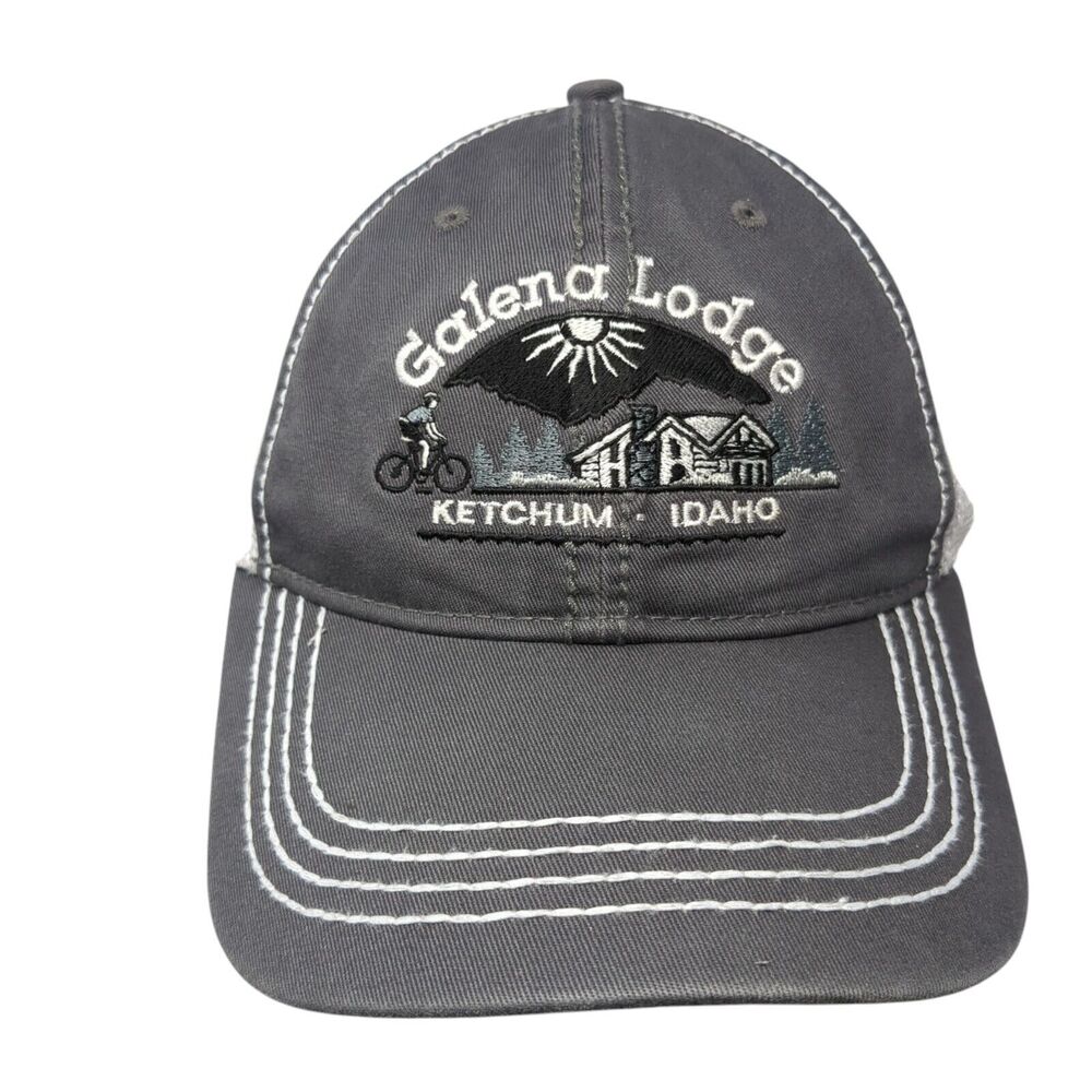 Galena Lodge Ketchum Idaho Snapback Trucker Hat Gray OS Mesh Back Fahrenheit